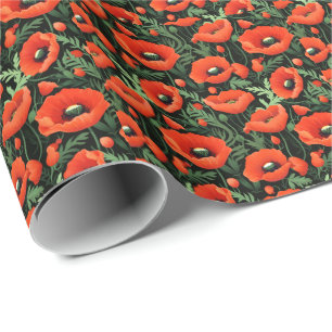 Röda vallmoblommor Blommor Grönska Födelsedag  Presentpapper