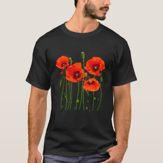 Röda vallmoblommor Blommor  växter Älskare T Shirt