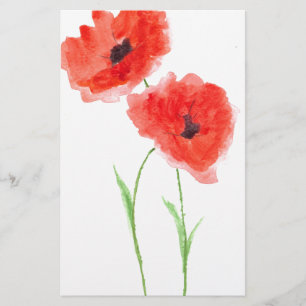 Röda vallmoblommor brevpapper