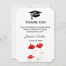 Röda vallmoblommor Graduation tack  Inbjudningar