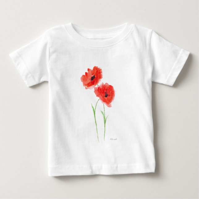 Röda vallmoblommor tee shirt (Framsida)