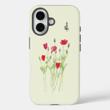 Röda vallmofält sommaräng, vilda blommor