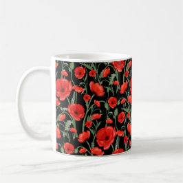 Röda vallmor kaffemugg