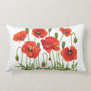 Röda vallmor kudder ukrainsk design lumbarkudde