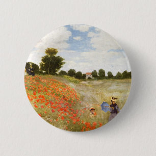 Röda vallmor som blommar - Claude Monet Knapp