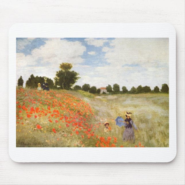 Röda vallmor som blommar - Claude Monet Musmatta (Framsidan)