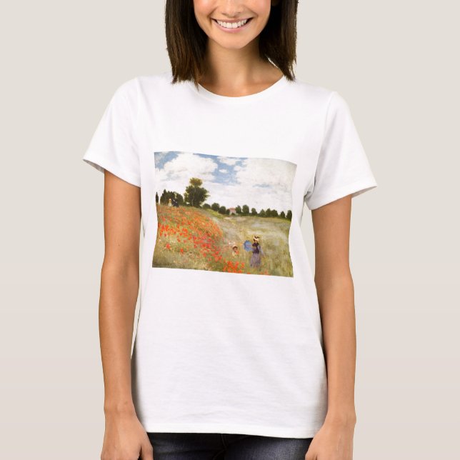 Röda vallmor som blommar - Claude Monet T-shirt (Framsida)