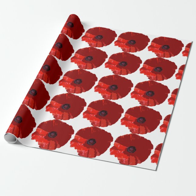 RÖDA VALLMOR VALLMO BLOMSTERINPAPPER PRESENTPAPPER (Utrullad)