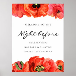 Röda vallmosor akvarell Välkommen till natten före Poster