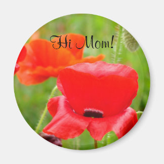 Röda vallmosor magnet Hej mamma! Vallmo blommor