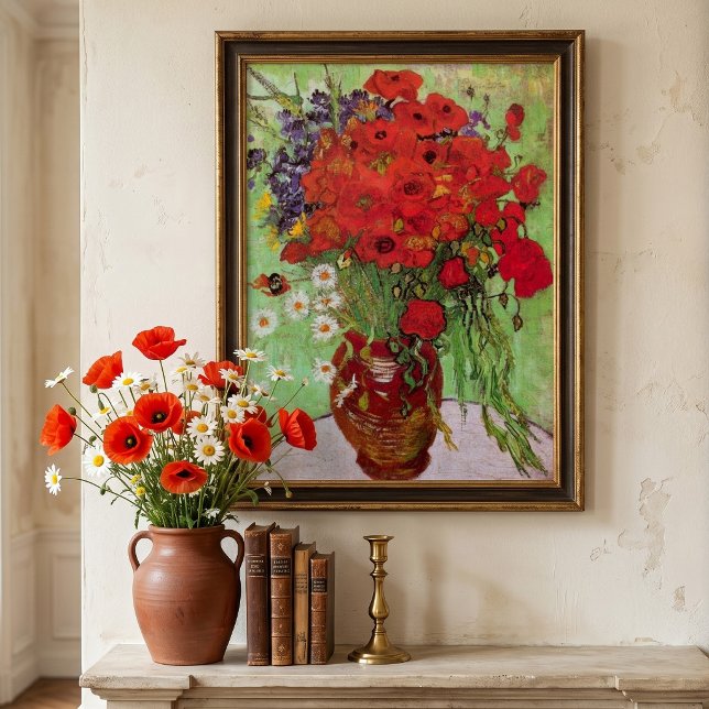 Röda vallmosor och tusenskönor av Vincent van Gogh Poster (Still Life: Red Poppies and Daisies by Vincent van Gogh is a vintage post impressionism painting.)