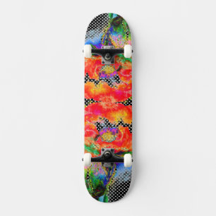 Röda vallmosvarta och vita polkadoter skateboard bräda 19,5 cm
