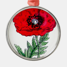 röda vallmoväxter vintage vinrankor blommar julgransprydnad keramik