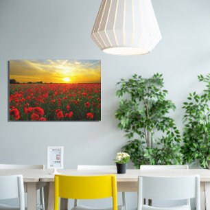 Röda vallmovildblommor foto canvastryck