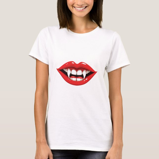 Röda vampyr läppar t shirt (Framsida)