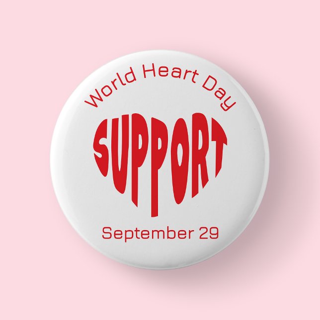 Röda Världshjärtadags Knapp (World Heart Day)