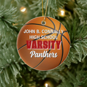 Röda Varsity Basketlag Anpassad Jul Julgransprydnad Keramik