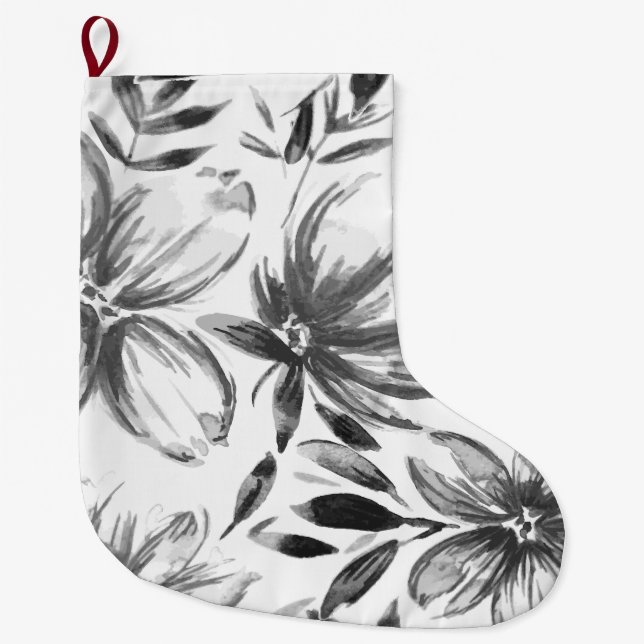 Röda vattenfärger Blommor 4 Stor Julstrumpa (Framsidan)