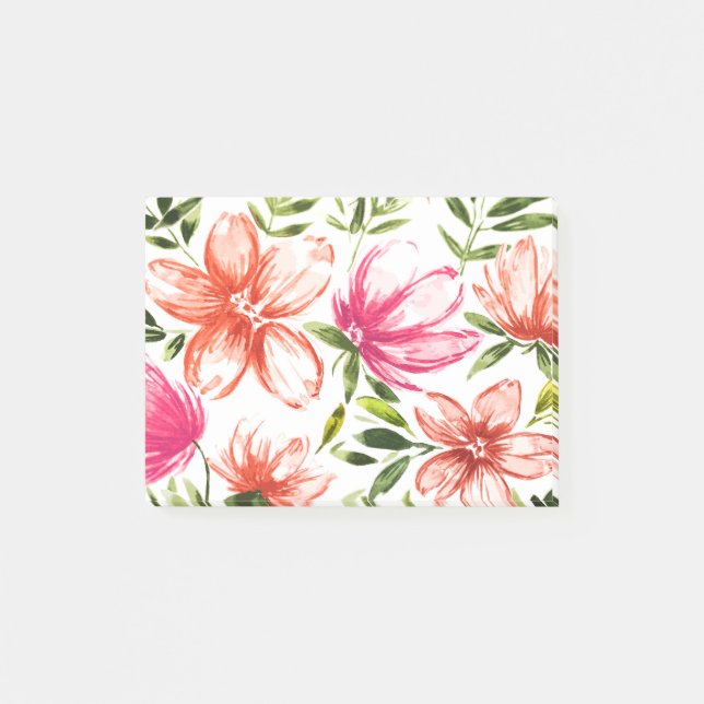 Röda vattenfärger Blommor 5 Post-it Block (Framsida)