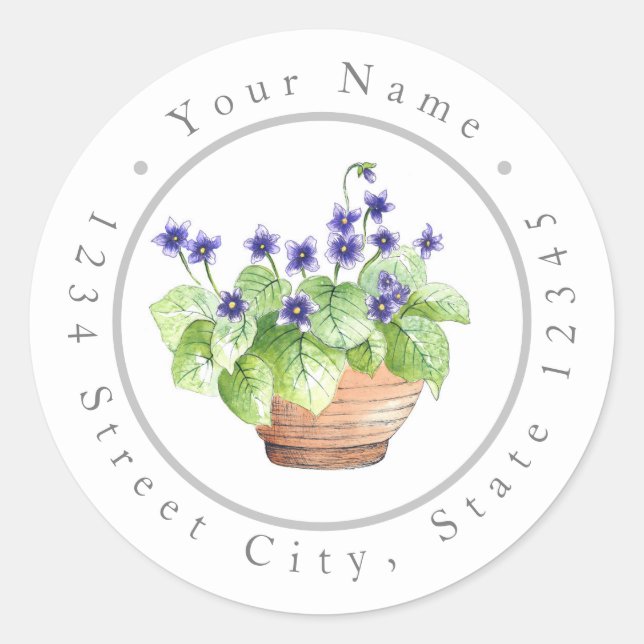 Röda vattenfärgsVioletter Runt Klistermärke (Framsida)