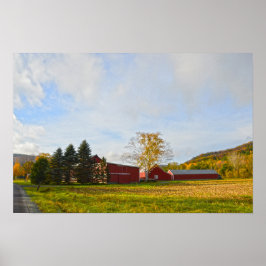 Röda Vermont lador på hösten Poster