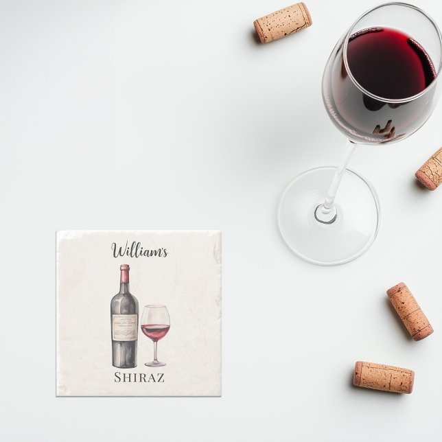 Röda Vin Älskare Underlägg - Personlig Vin (personalized red wine stone coaster)
