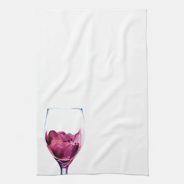 Röda vin glasskåp, vattenfärg Köksindukar Kökshandduk (Vertikal)