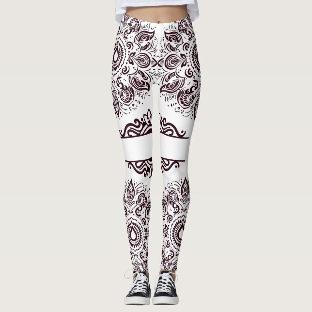 Röda vin Mandala Leggings (Framsida)
