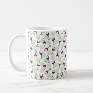 Röda Vin Melot Glas Bubblor Illustration Kaffemugg