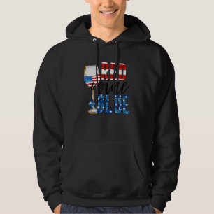 Röda Vin och blå 4:e juli Vin Rött vitt blått Wi-F Hoodie