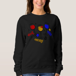 Röda Vin och blå 4:e juli Vin Rött vitt blått Wi-F T Shirt