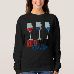 Röda Vin och blå 4:e juli Vin Rött vitt blått Wi-F T Shirt