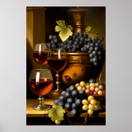 Röda Vin och druvor Poster