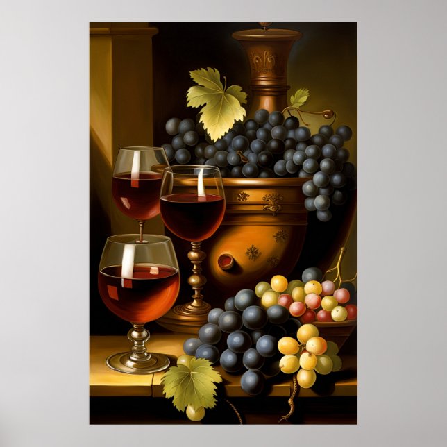 Röda Vin och druvor Poster (Framsidan)