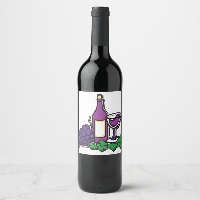 Röda Vin och druvor Vinflaska Etikett (Framsida)