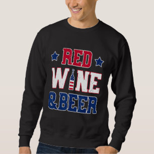 Röda Vin och öl Independence day 4 juli Lång Ärmad Tröja