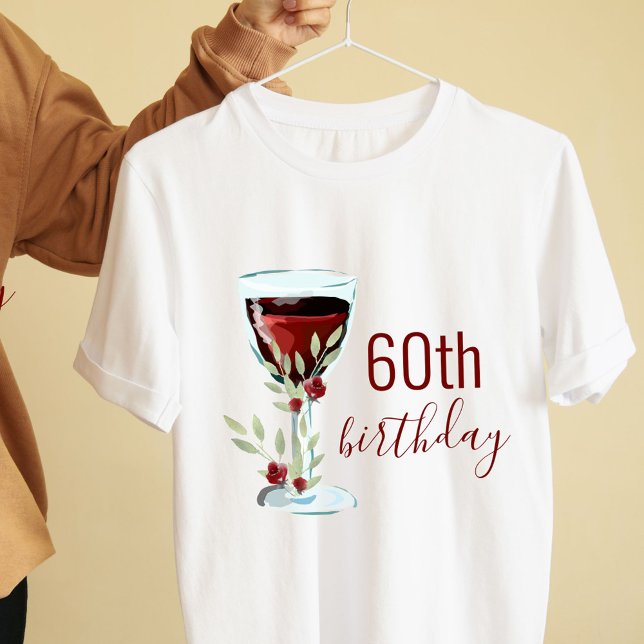 Röda Vin Ro-vattenfärg 60:e födelsedagen T Shirt (Skapare uppladdad)