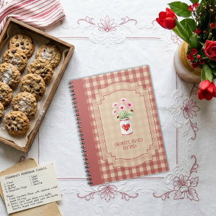 Röda Vintage Rustika Cottagecore Familjerecept MH2 Anteckningsbok