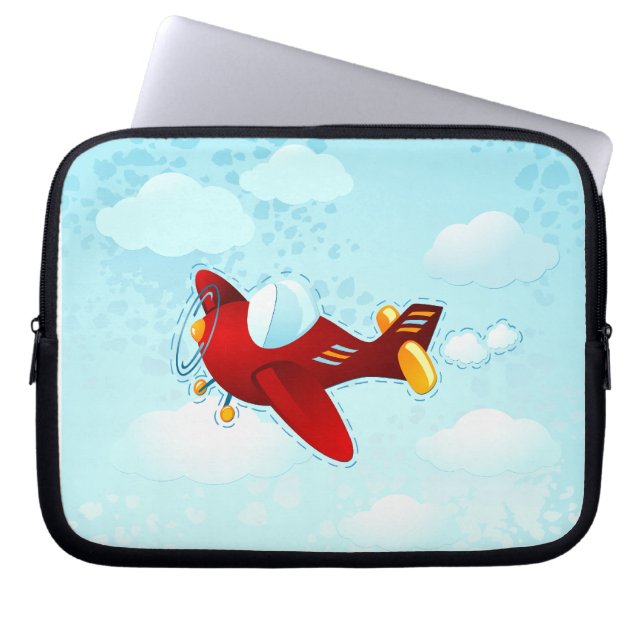 Röda vintagen flygplan, laptop sleeve (Framsidan)