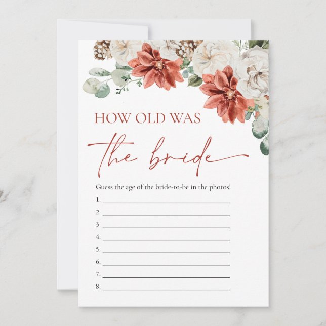 Röda vinter Jul Hur gammal var Bride Game? Inbjudningar (Framsida)