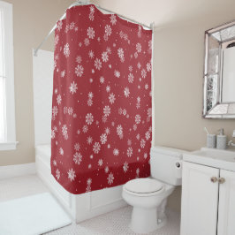 Röda vinter Shower Curtain