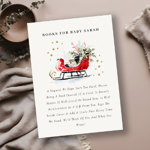 Röda vinter släde böcker för baby baby shower tilläggskort