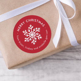 Röda vinter snöflinga jul present tag stenciler runt klistermärke