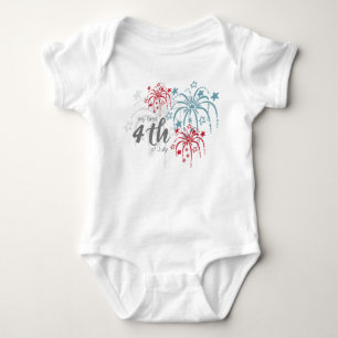 Röda vit- & blåttfyrverkerier mitt första 4th J T Shirt