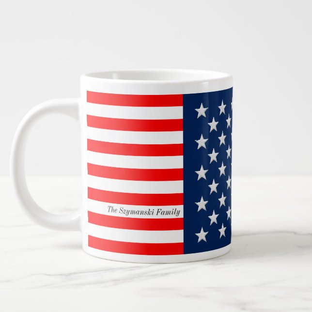 Röda, vit- och blåttstars och stripes jumbo mugg (Vänster)