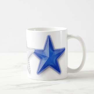 Röda, vit- och blåttstjärnor kaffemugg