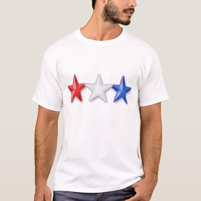 Röda, vit- och blåttstjärnor tee shirt (Framsida)