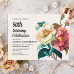 Röda Vit ros Kvinnors 50:e födelsedag Inbjudan Vykort<br><div class="desc">Vackra röda och vita ro-kvinnors 50:e födelsedagsfest inbjudan-vykort. Anpassadet är fullt ut,  så kortet kan vara designat i alla åldrar. Kontakta oss om du behöver hjälp med att anpassa eller matcha produkter.</div>