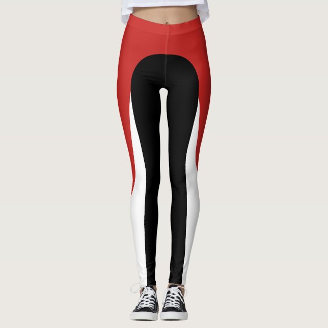 Röda/vit-/svartmönsterdamasker Leggings (Framsida)