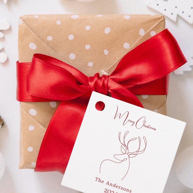 Röda vita abstrakter renar modern jul gåvor etiketter (Skapare uppladdad)